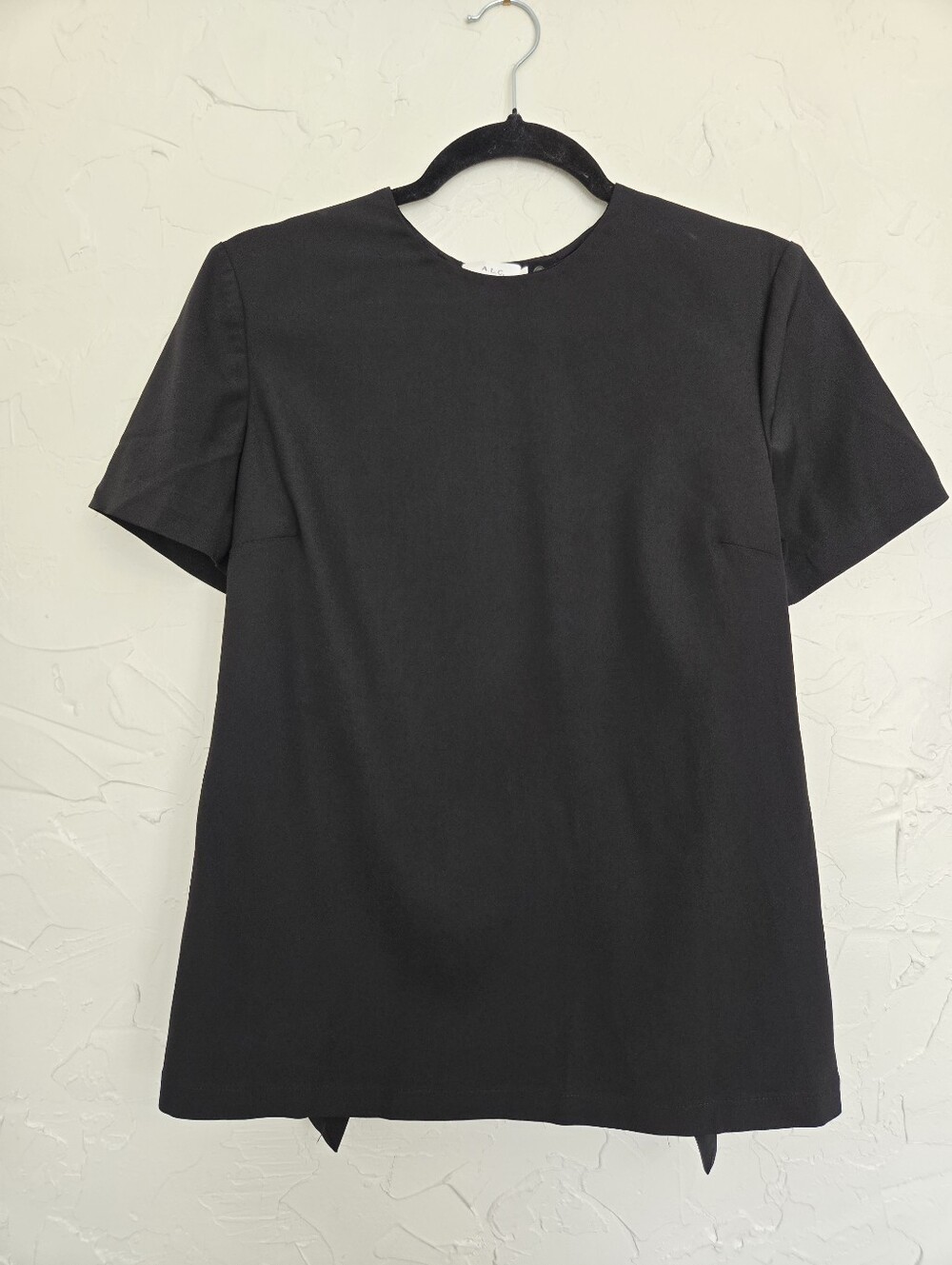 A.L.C. Open Snap Back Black Short Sleeve Top, 8 - Picture 3 of 9